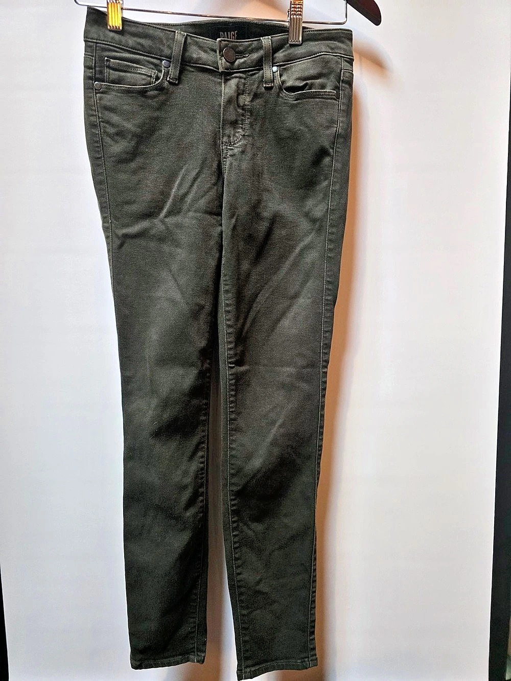 Paige Skinny Jeans in Olive Waist 24